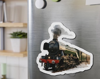 Flying Scotsman Steam Locomotive Die-Cut Magnet | Vintage Train Magnet