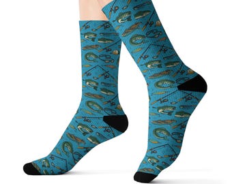 Fun Lake Fishing Pattern Socks
