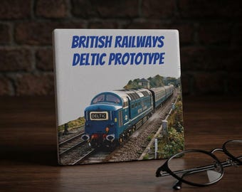 British Railways Deltic Prototype Ceramic Coaster | Vintage Train Illustration