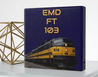 EMD FT 103 Locomotive Ceramic Coaster | Vintage Train Engine Railroading Decor