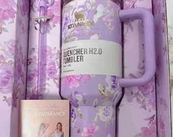 Stanley x LoveShackFancy 40oz Quencher H2.0 Tumbler, Floral Pink Coquette Bow Design