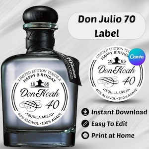 Editable Don Julio Tequila Label, Custom Tequila Bottle Sticker Canva Template, Printable Alcohol Tag, Birthday and Wedding Gift Idea