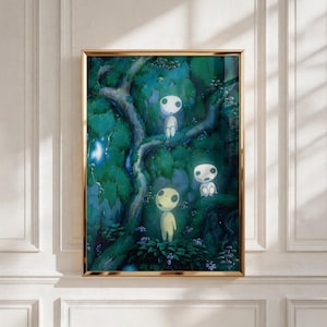 Kodama Poster | Studio Ghibli Wall Art | Princess Mononoke Print | Forest Spirit Decor | Anime Nature Poster | Ghibli Fan Gift