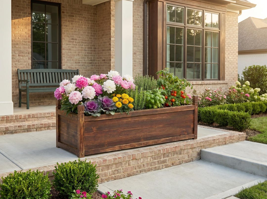 Rectangular Raised Planter Box for Patio Lawn Balcony, Raised Garden ...