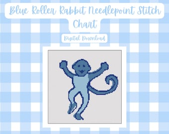 Blue Roller Rabbit - digitale borduurkaart - pdf-download