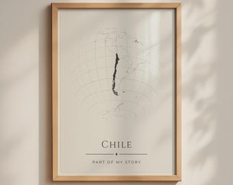 Chile Map Poster, Globe Sphere Print, South America Wall Art, Minimalist Travel Gift