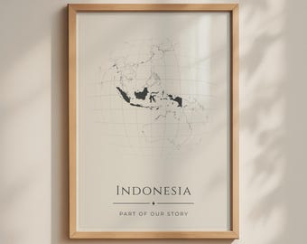 Indonesia Map Poster, Globe Art Print, Part of Our Story, Minimalist Travel Wall Art