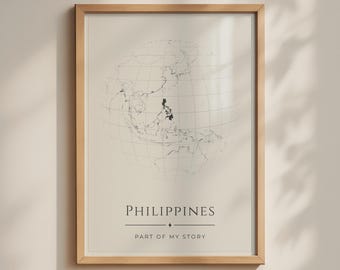 Philippines Globe Map Poster, Part of My Story, Minimalist Wall Art Print