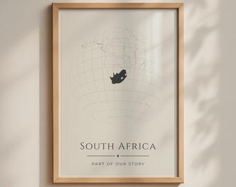 South Africa Globe Map Poster, Part of Our Story Print, Minimalist Travel Wall Art