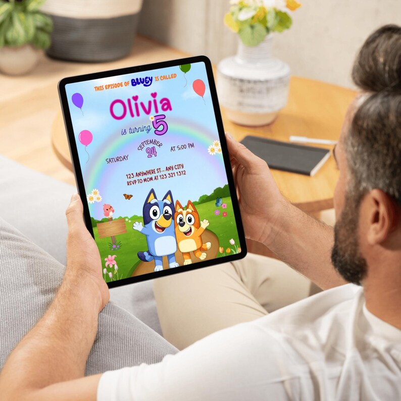 Bluey Birthday Invitation, Editable Canva Template, Bingo Party Invite ...
