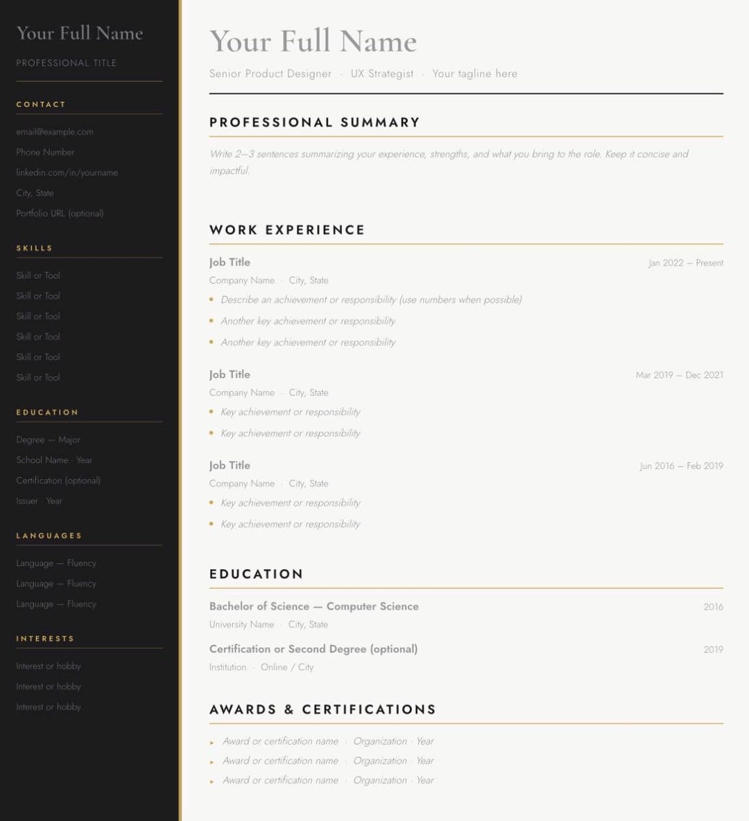 Resume Template Canva | ATS Friendly CV + Cover Letter | Editable ...