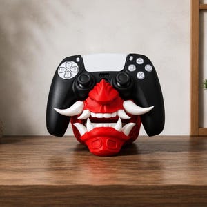 Oni Mask Controller Stand, 3D Printed Gaming Controller Base, Desk Organizer, Gamer Gift