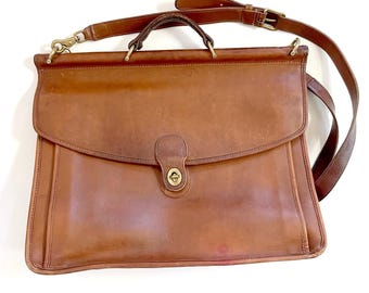 Vintage Coach Beekman Briefcase British Tan Leather Messenger Bag Academia