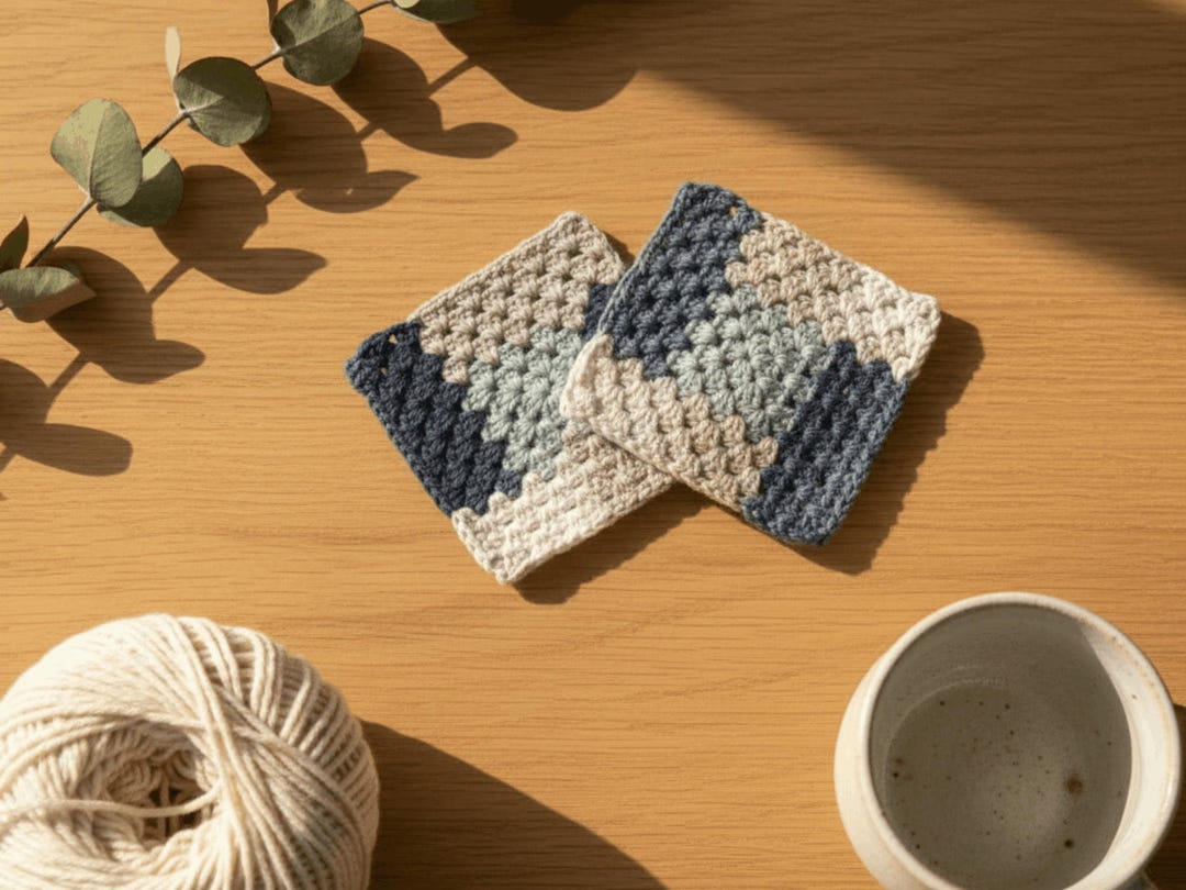 Color Block Crochet Coaster Pattern | Beginner Granny Square PDF ...