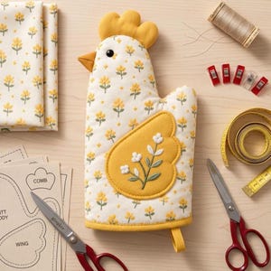 Patron de couture pour manique à poulet (téléchargement PDF), dessous de plat matelassé, manique de style campagnard