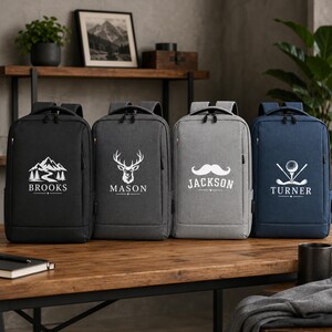 Personalized Men's Backpack, Custom Name Laptop Backpack, Business Travel Backpack, Work Computer Bag, College Backpack School Backpack Gift