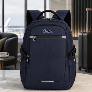 Personlig ryggsäck för män, reserygsäck med broderat namn, laptopryggsäck för män, arbetsväska, handbagage, present till honom