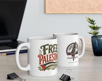 Taza Palestina Libre, Taza de Café con Keffiyeh y Sandía, Taza de Solidaridad con Palestina, Regalo de Apoyo a Gaza