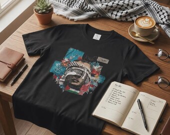 Camiseta con retrato de keffiyeh palestino, camiseta de artista de Gaza, camiseta de arte árabe Comfort Colors, regalo de solidaridad con Palestina