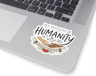 Pegatina Elige la Humanidad, Calcomanía de Derechos Humanos, Pegatina de Solidaridad con Palestina, Regalo de Keffiyeh Sandía