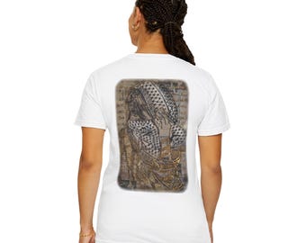 Camiseta palestina con keffiyeh para mujer, camiseta de arte palestino de Comfort Colors, camiseta de solidaridad con artistas de Gaza, regalo de herencia árabe
