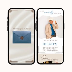 Vaquero Quinceañero Interactive Invitation Template, Cowboy 15th Birthday Invite, Western Canva Website Invitation, Digital RSVP