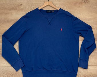 Polo Ralph Lauren Men's Blue Crewneck Sweatshirt Red Pony Size Large