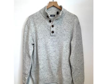 IZOD ヴィンテージ 1/4ボタン プルオーバーセーター グレー サイズM