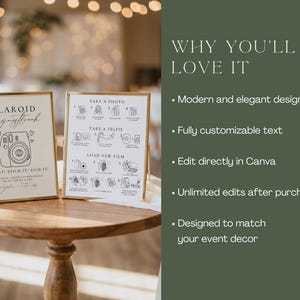 Wedding Reception Sign Canva Template for Instax and Polaroid guest book display