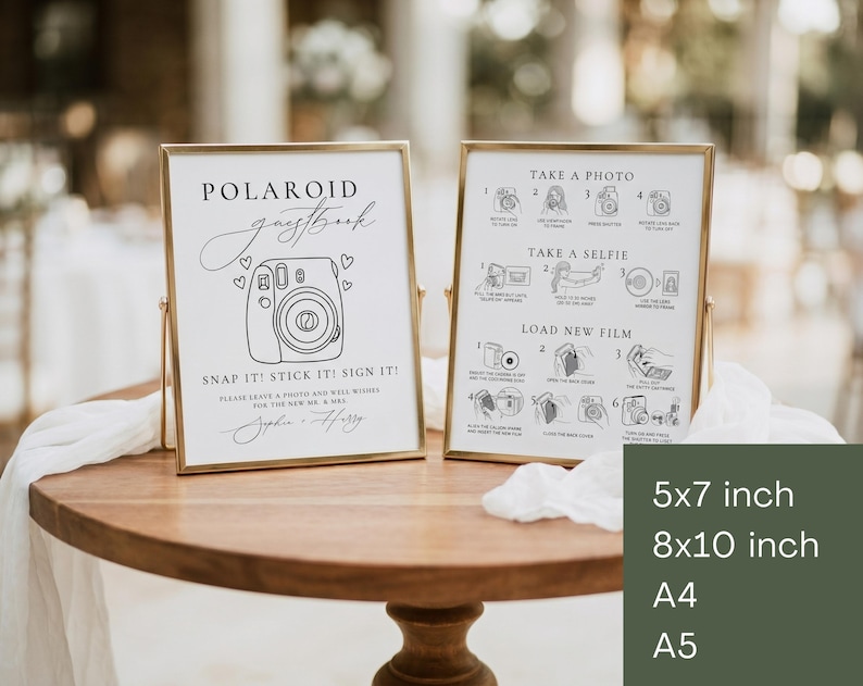 Wedding Instax Mini 12 Instructions Sign for instant photo guest book table decor