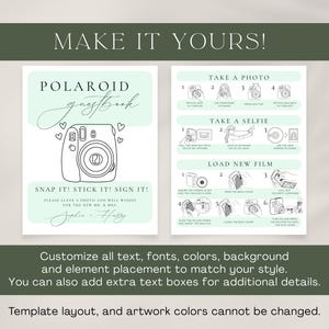 Canva template for wedding guest book sign compatible with Instax Mini 12 cameras