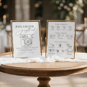 Polaroid Guest Book Wedding 8x10 Sign with Instax Mini 12 instructions printable template