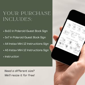 Wedding reception guest book instructions sign for Instax and Polaroid photos