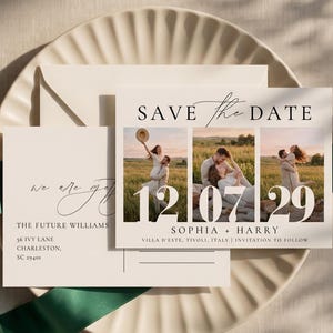 Modelo de convite de casamento "Reserve a Data" | Anúncio de casamento minimalista, modelo editável no Canva