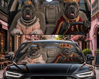 Cane Corso Auto Sonnenschutz, Royal Cane Corso Sonnenschutz, King Queen Cane Corso Auto Dekor, Windschutzscheibe Auto Sonnenschutz, Auto Dekor Geschenk