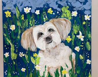 12x12 Lhasa Apso Acrylic on Canvas Board