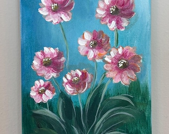 5x7 floral Acrylic on Wrapped Canvas