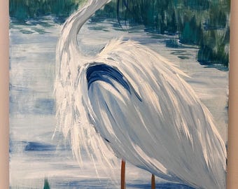 12x16 Blue Heron Acrylic on Wrapped Canvas