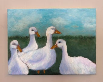9x12 Pond Ducks Acrylic on Wrapped Canvas