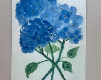 5x7 Three Hydrangeas Acrylic on Canvas Board