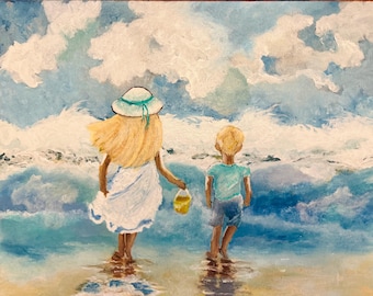 9x12 Custom Whimsical Acrylic Portrait *backs turned*