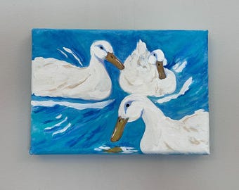 5x7 Ducks on Pond Acrylic on Wrapped Canvas
