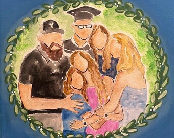 Original 8x10 Custom Faceless Portraits Wrapped Canvas (up to 8 people)