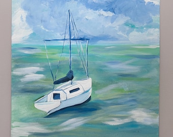 12x12 Sail Boat Acrylic on Canvas Board