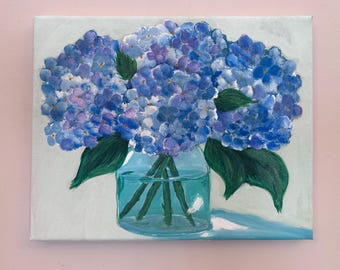 8x10 Hydrangea Bouquet Acrylic on Wrapped Canvas