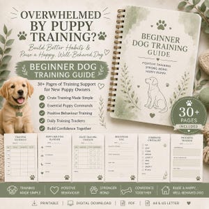 Beginner Dog Training Guide Printable – Puppy Behaviour & Crate Training Handbook PDF