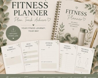 Fitness Planer Printable, Workout Tracker, Abnehm-Tagebuch, Übungstagebuch, Gym Planer, Fitness Journal, Gesunder Lebensstil (Digital)