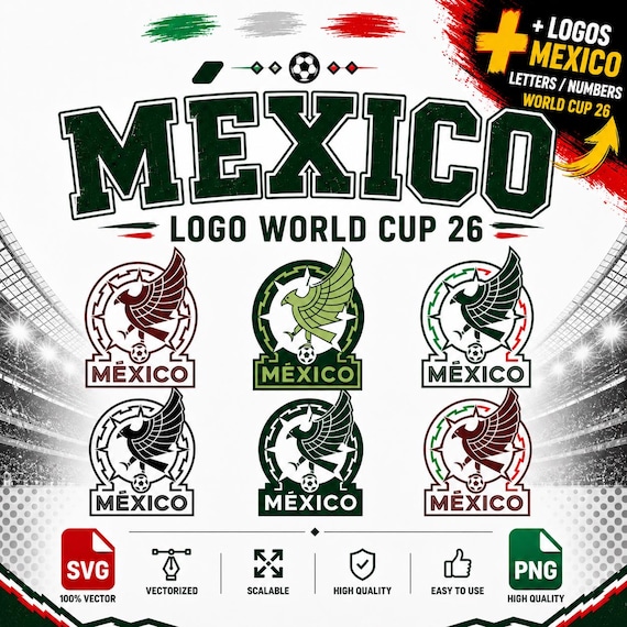 Mexico Soccer Logo Bundle | FONT included as a gift! World Cup 2026 SVG | PNG