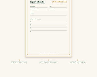 Sop and  Process Documentation Pack | Standard Operating Procedure Template + Library Tracker | Instant Download