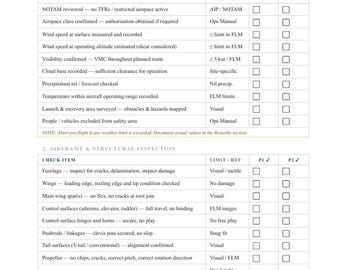 UAV Fixed-Wing Pre-Flight Checklist Pack | Flight Test Card | Defect Log | Printable PDF